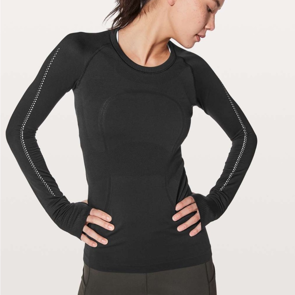 Lululemon Swiftly Tech Long Sleeve Crew Reflective - Black Size 6